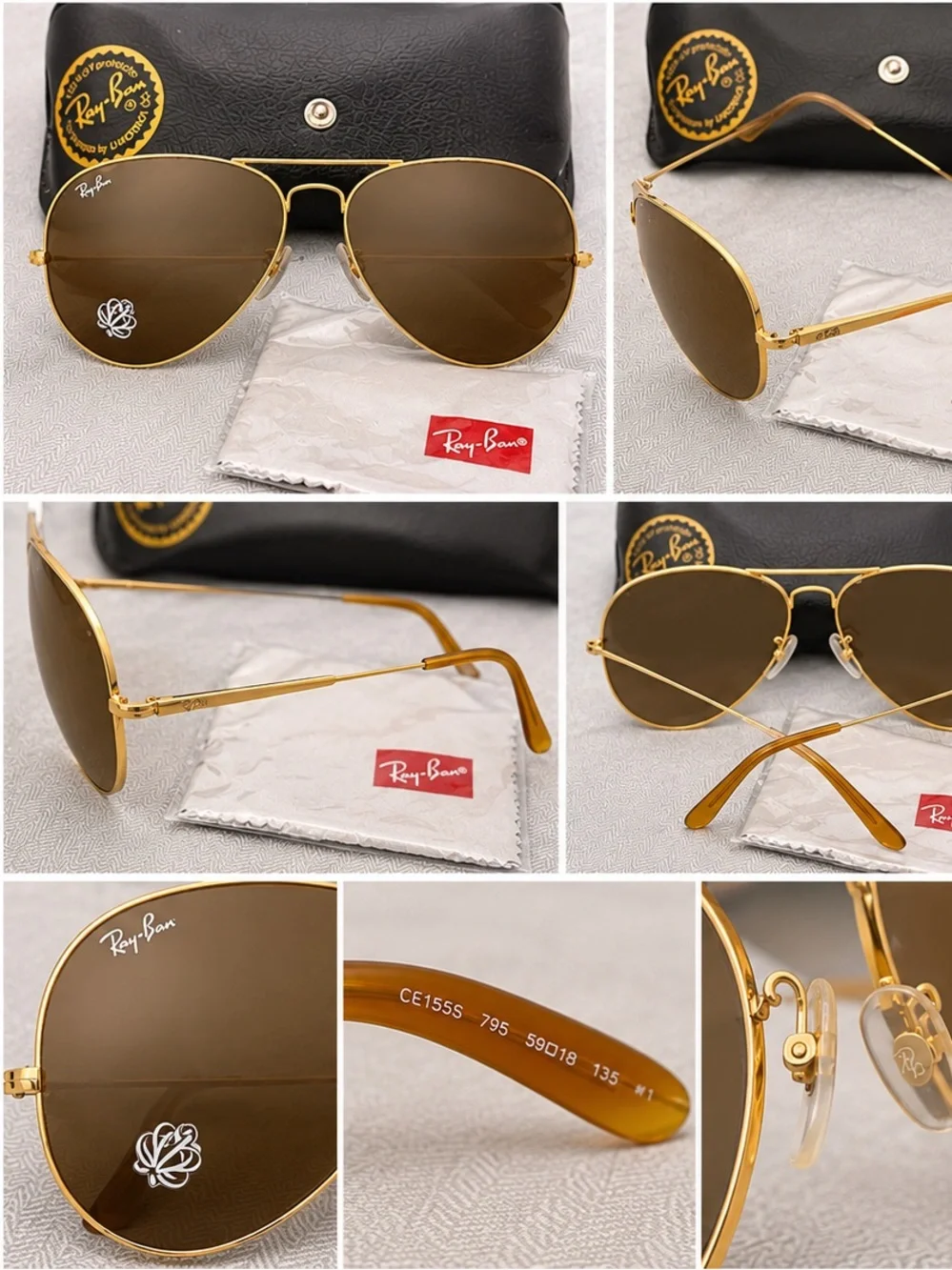 Ray-Ban Gold Frame Brown Lens Aviator Sunglasses - woman